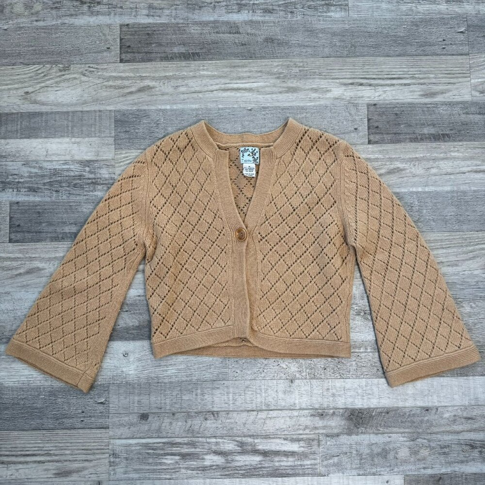 Anthropologie Tabitha beige lambswool sweater cardigan cropped size medium R27